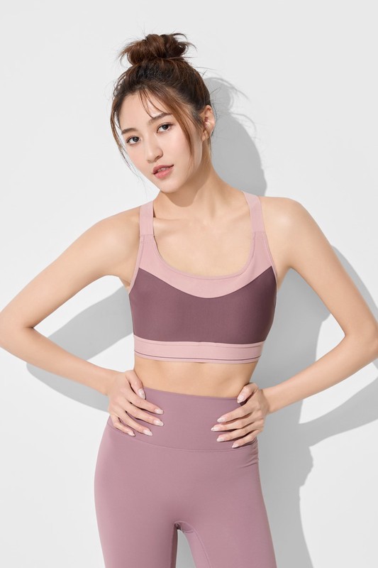 高度支撐背扣式配色Bra背心-女
