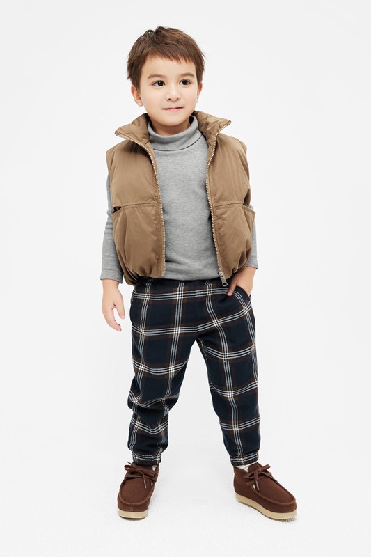 磨毛柔棉高領長袖T恤-童