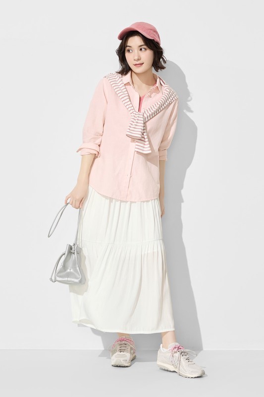 棉麻長袖襯衫-女