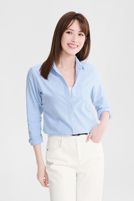 牛津修身長袖襯衫-女