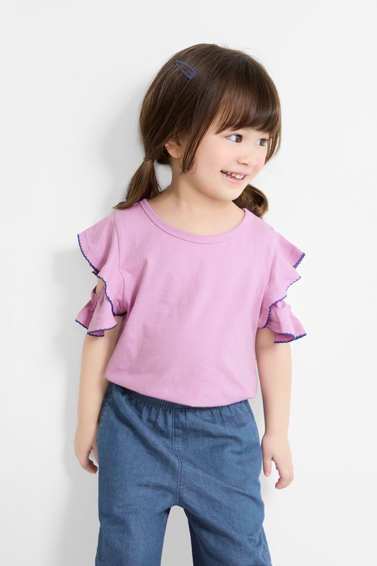 純棉荷葉造型上衣-童