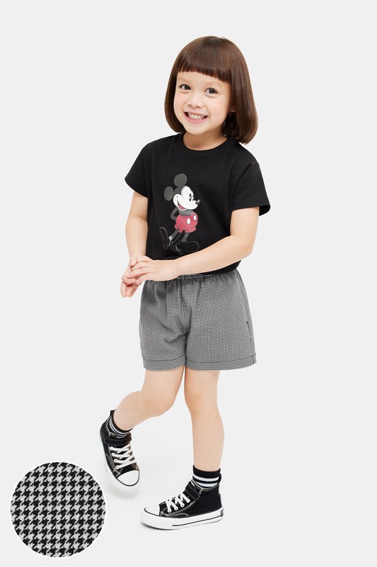 彈力格紋短褲-童