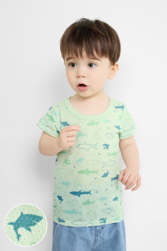 純棉網眼印花T恤(2入)-Baby