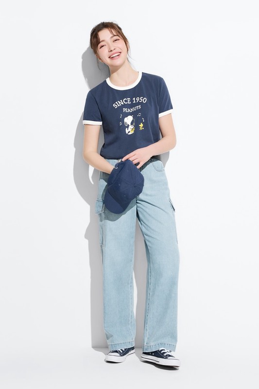 史努比系列羅紋配色印花T恤-15-女