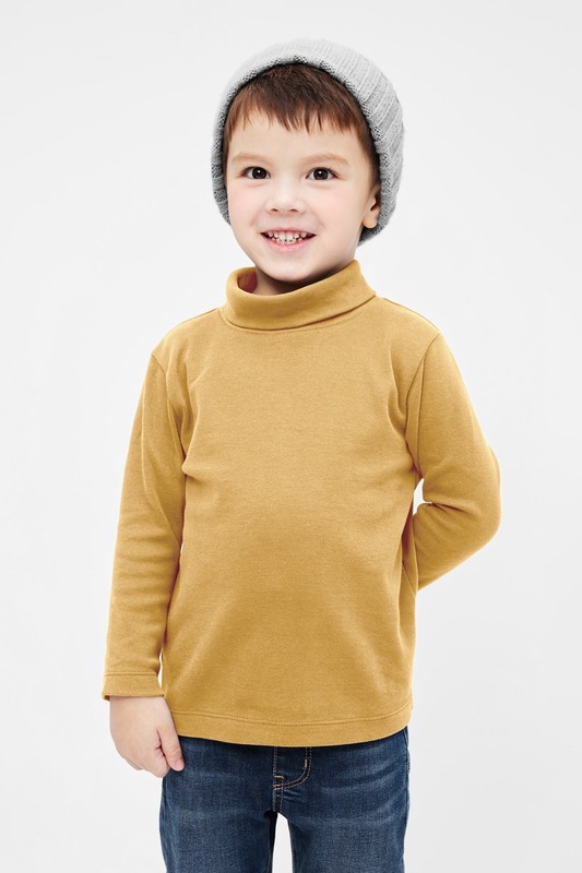 磨毛柔棉高領長袖T恤-童