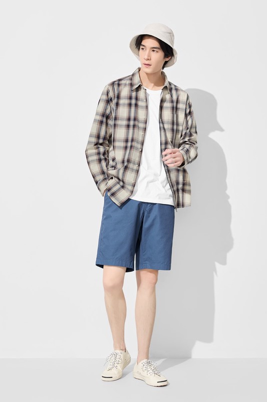 格紋長袖襯衫-男