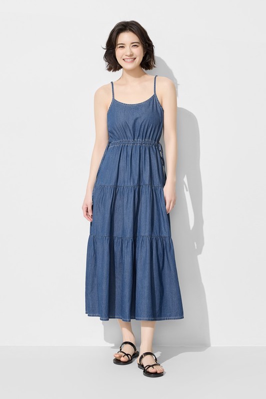 細肩牛仔蛋糕洋裝-女