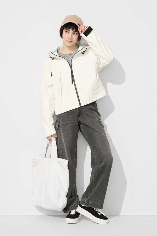 工裝牛仔寬褲-女