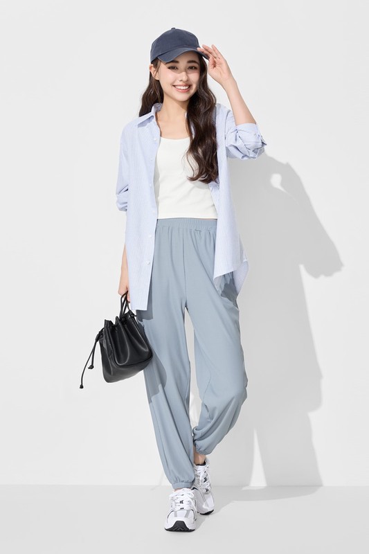 牛津條紋長袖襯衫-男