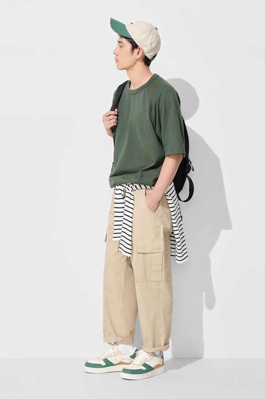 粗紡寬版拉克蘭袖T恤-男