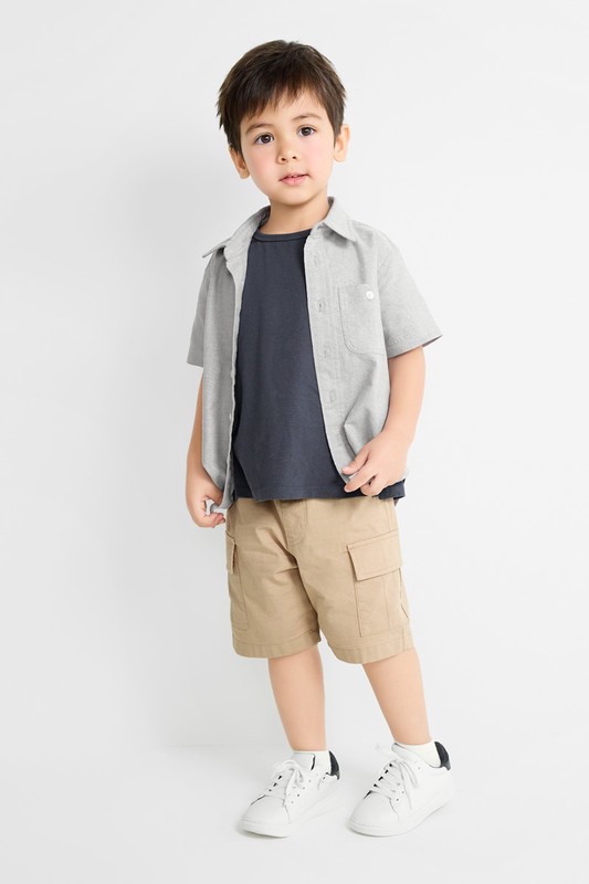 棉質工裝五分褲-童