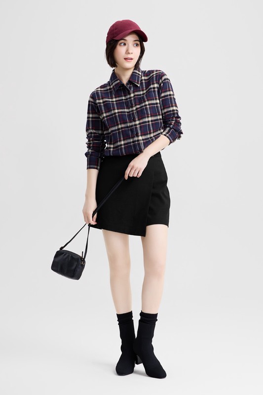 法蘭絨格紋襯衫-女