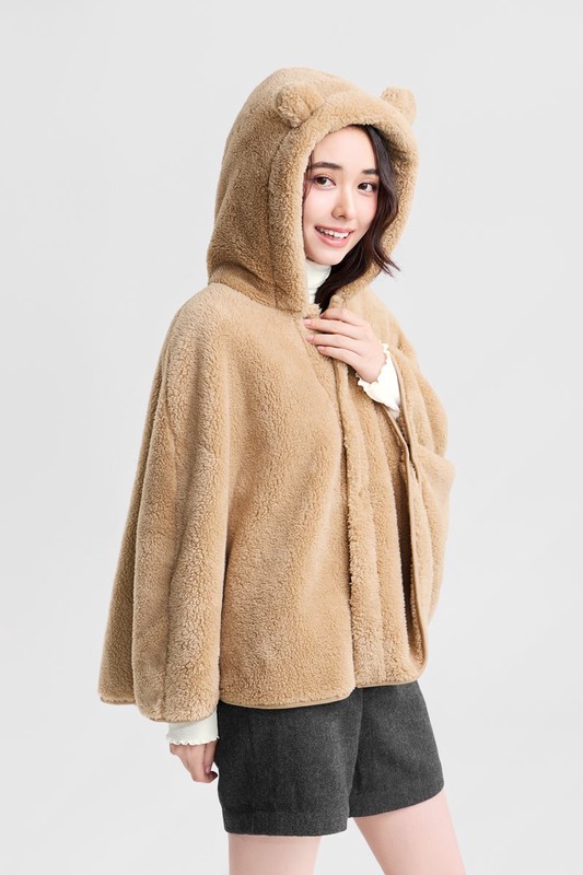 長刷毛造型斗篷-女