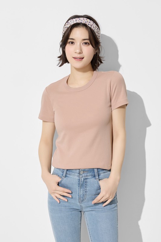 純棉厚實圓領T恤-女