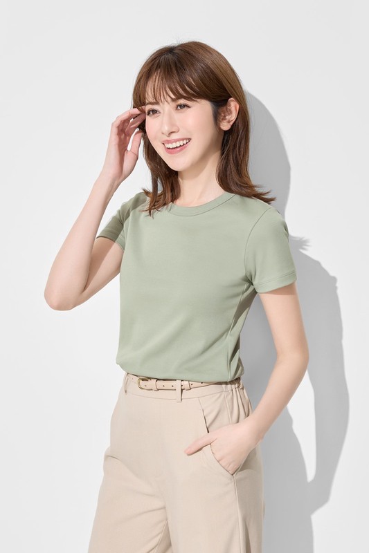 純棉厚實圓領T恤-女