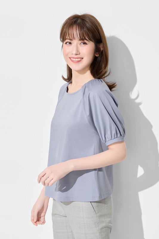 絲光棉泡泡袖上衣-女