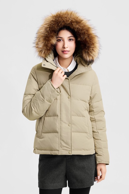 極暖羽絨帽毛連帽外套-女