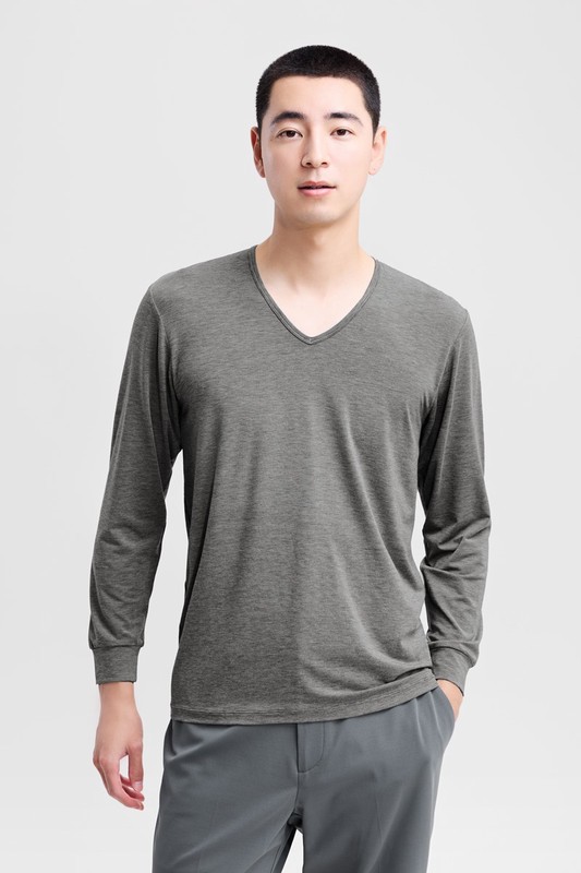 heatup V領九分袖上衣-男
