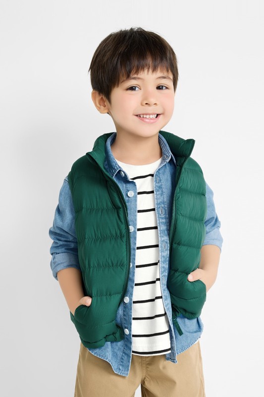 極輕羽絨立領背心-童