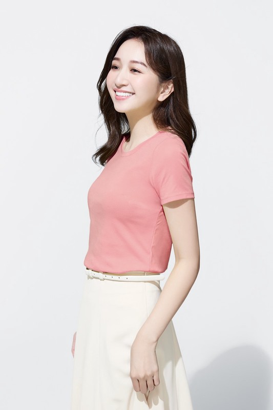 棉質羅紋圓領T恤-女