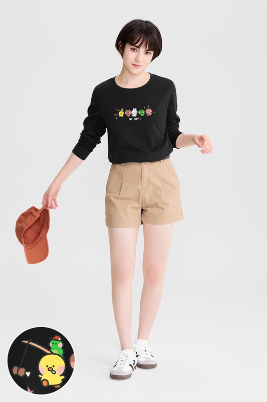 LINE FRIENDS minini長袖印花T恤-01-女