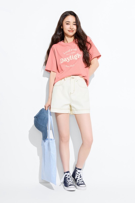 文字寬版印花T恤-09-女