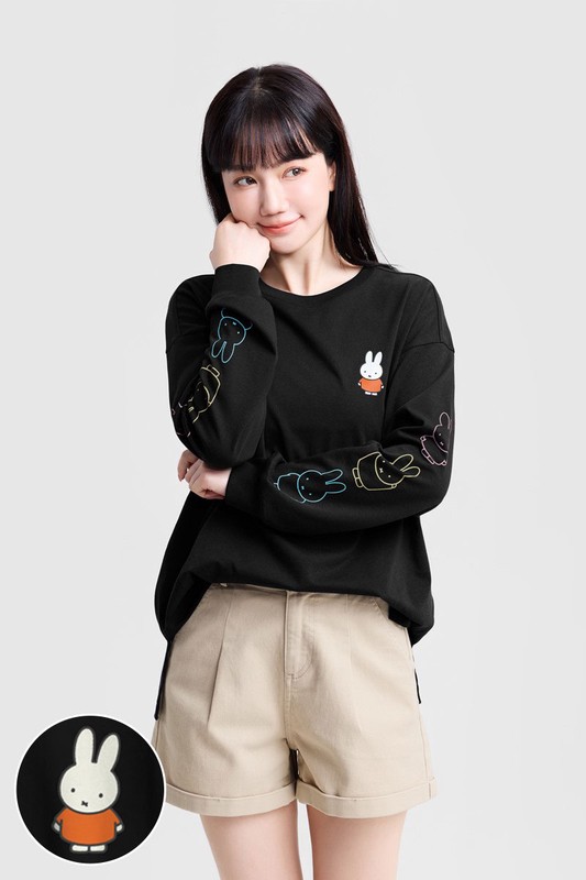 Miffy寬長版長袖印花T恤-07-女
