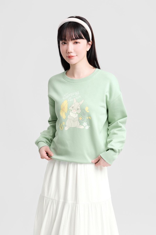 迪士尼系列刷毛印花圓領衫-08-女