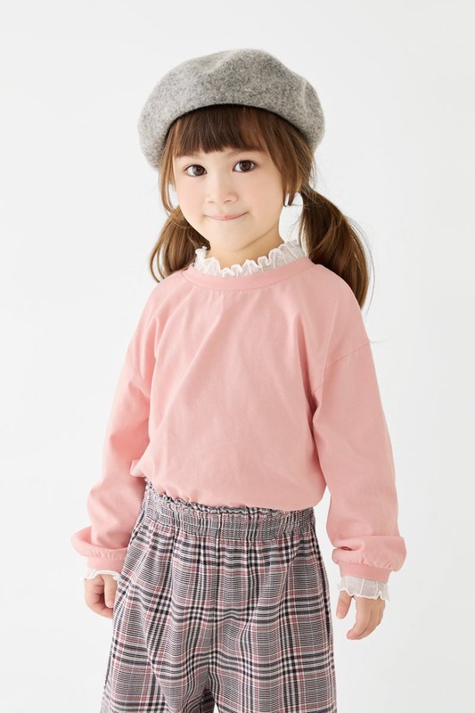 棉質花邊拼接上衣-童