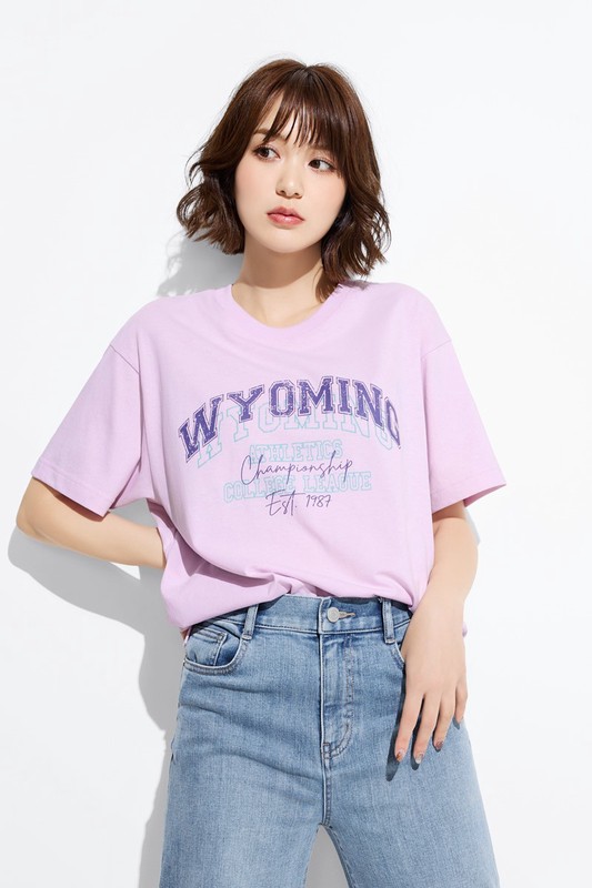 文字寬長版印花T恤-10-女