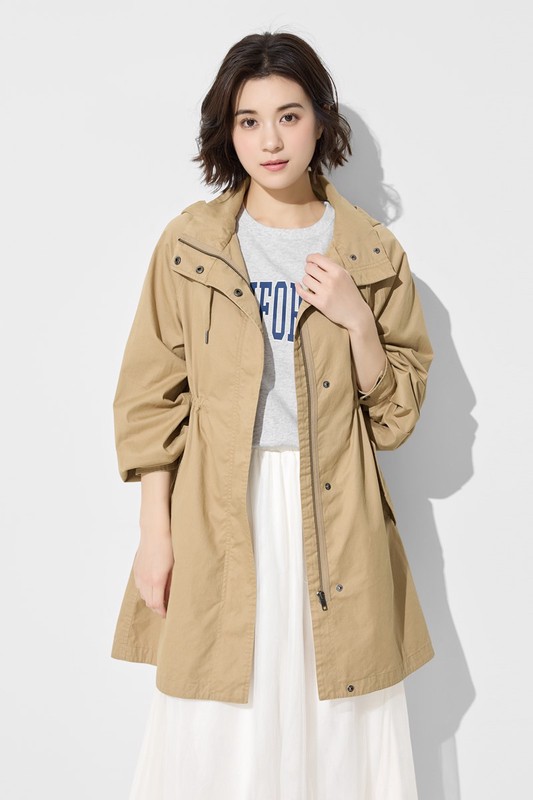 水洗寬鬆長版連帽外套-女