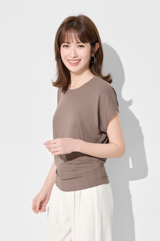 輕柔連袖抽皺T恤-女