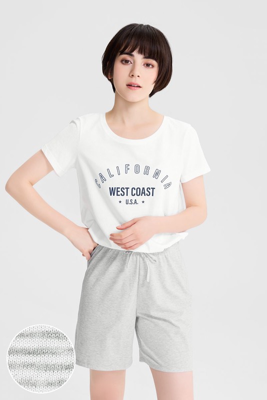 快乾棉文字印花家居套裝-女