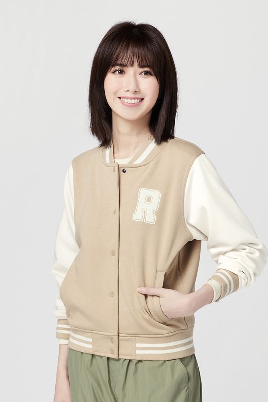 刷毛貼布繡棒球外套-女