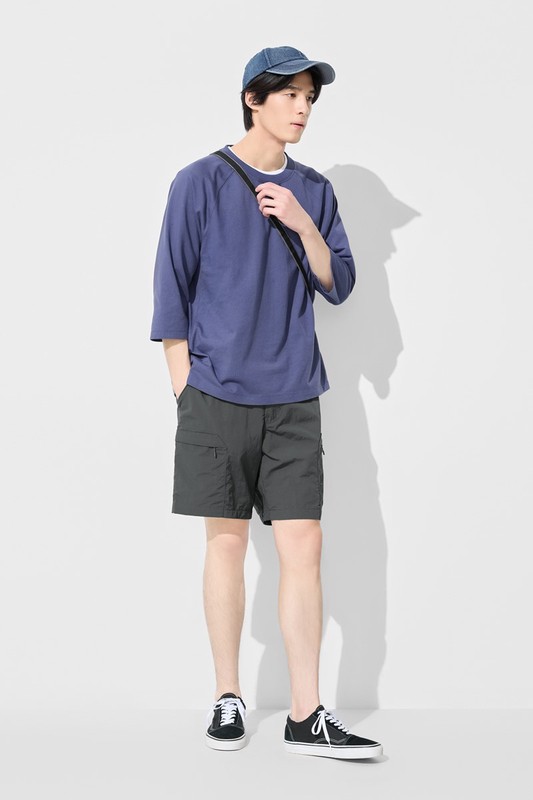 純棉厚寬版七分袖T恤-男