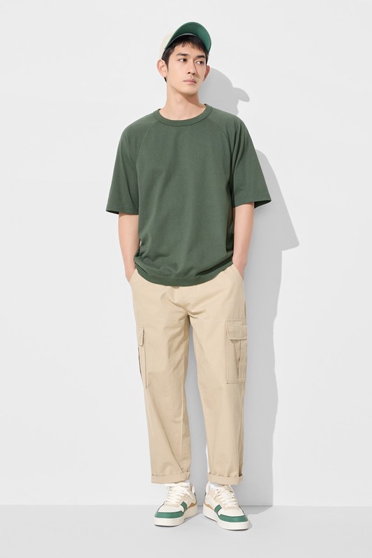 粗紡寬版拉克蘭袖T恤-男