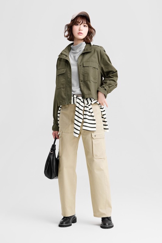 水洗立領短版外套-女