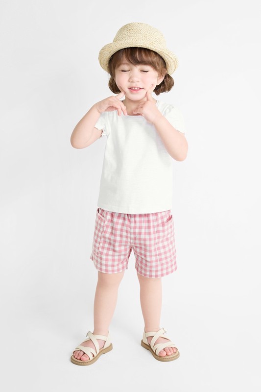 純棉格紋口袋短褲-Baby