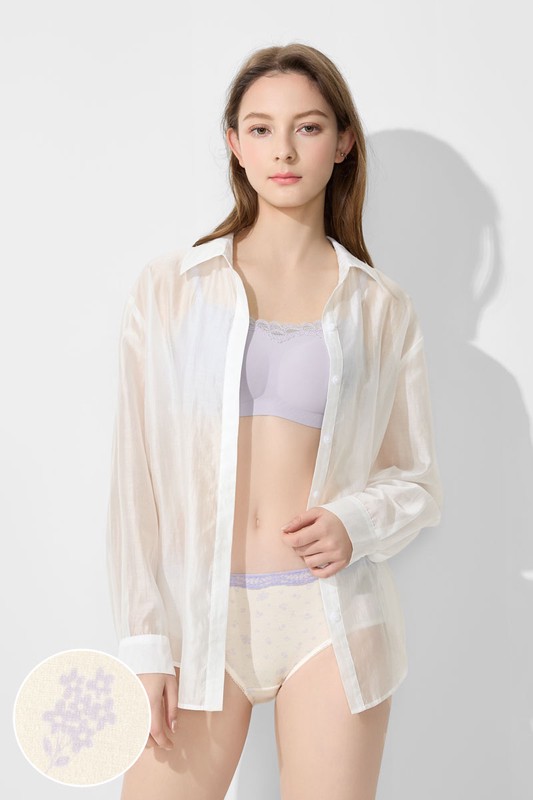 莫代爾蕾絲碎花中腰內褲-女