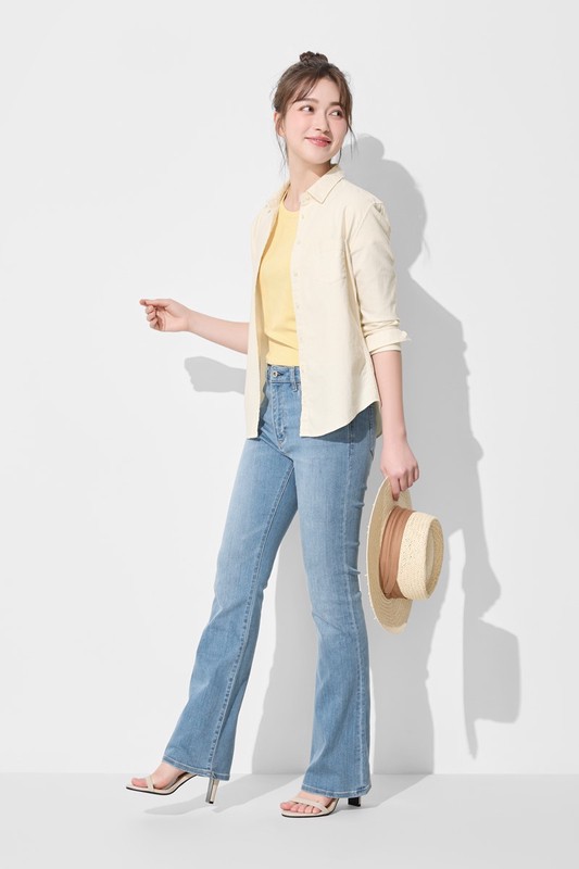 棉質羅紋圓領T恤-女