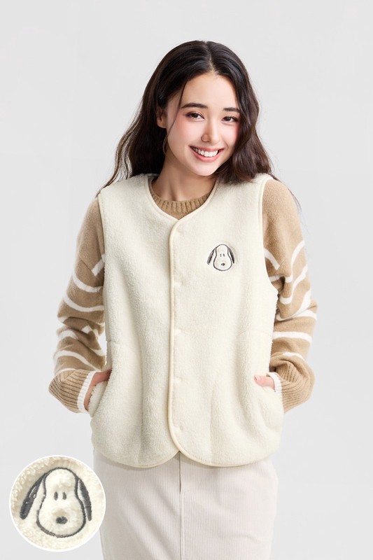 史努比系列電繡口袋背心-女