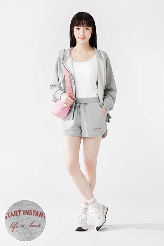 小毛圈文字印花短褲-女