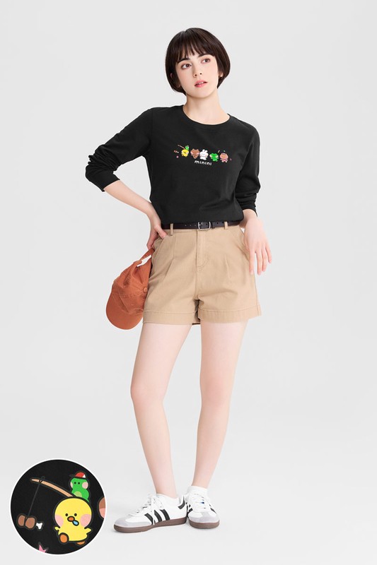 LINE FRIENDS minini長袖印花T恤-01-女