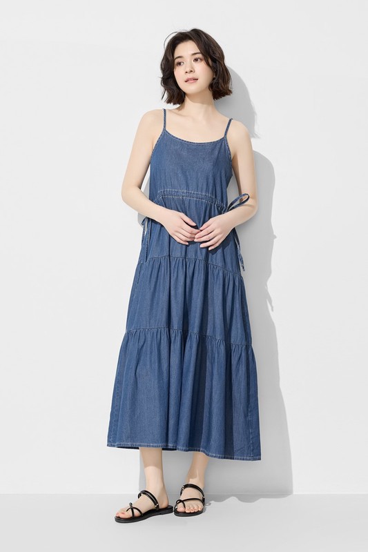 細肩牛仔蛋糕洋裝-女