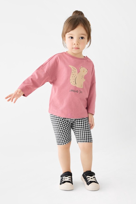 彈力格紋五分內搭褲-Baby