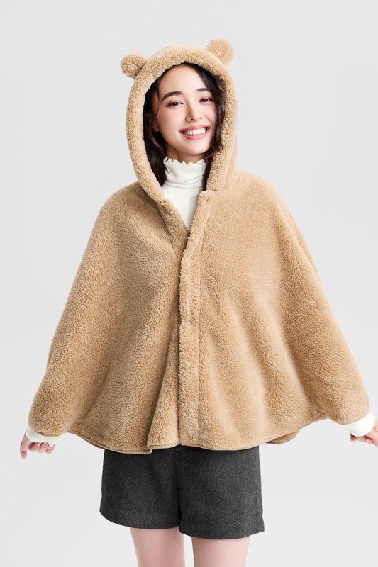 長刷毛造型斗篷-女