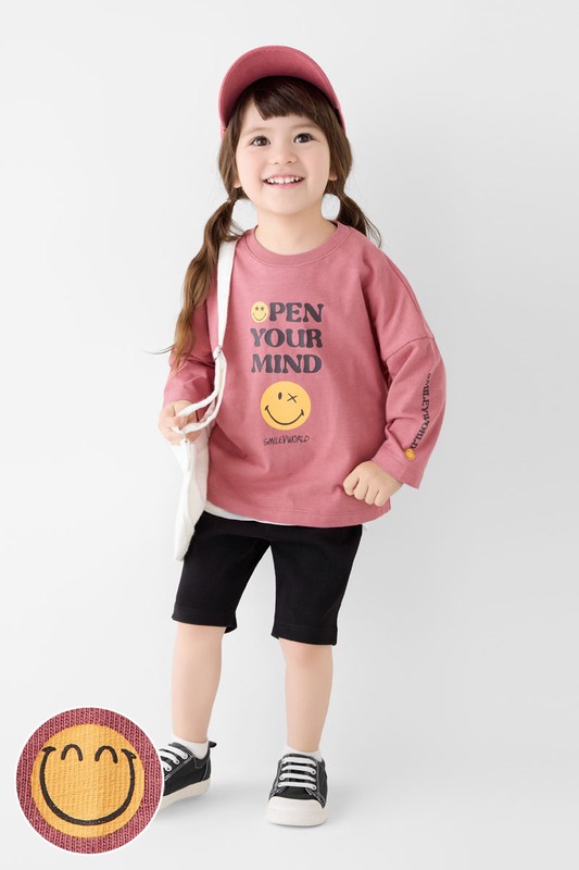 SmileyWorld®竹節棉寬鬆印花T恤-童