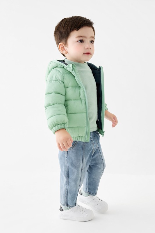 牛仔剪接錐形褲-Baby