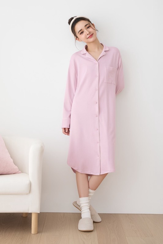 輕柔嫘縈開襟家居洋裝-女