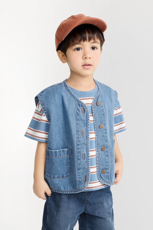 牛仔寬鬆背心-童